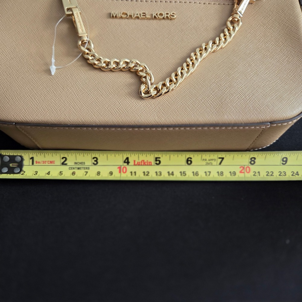 Michael Kors Jet Set Large EW Chain Crossbody Camel Saffiano Leather 35S1GTTC7L - Picture 9 of 11